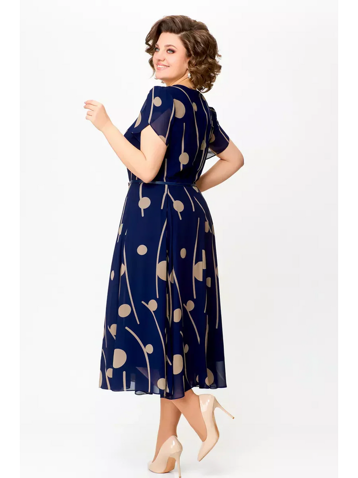 Anouk | Chic Chiffon Midi Dress with Flowing Elegance