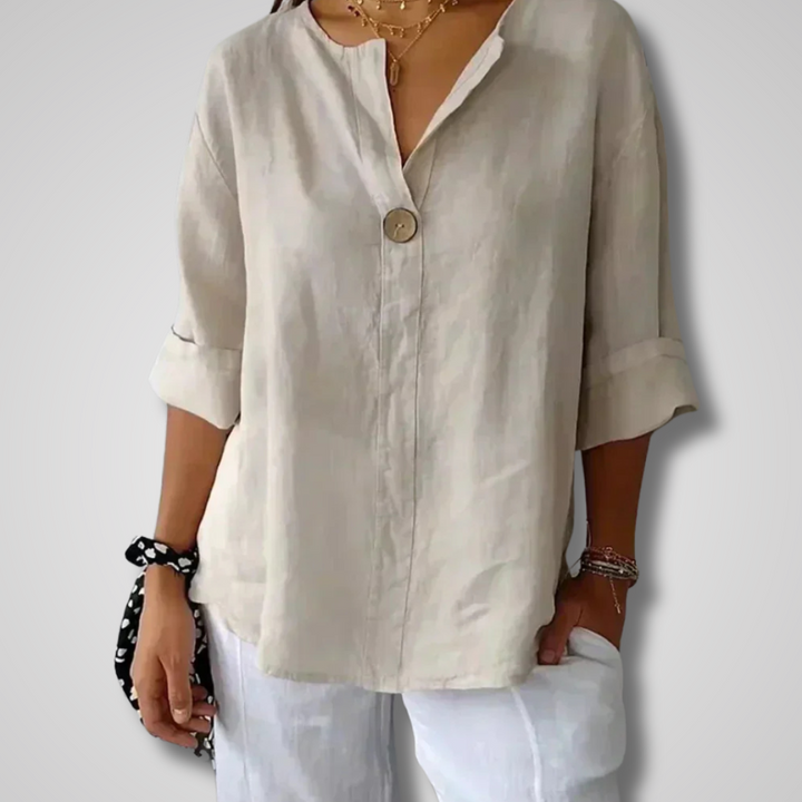 Nika | Comfy Linen V-Neck Top