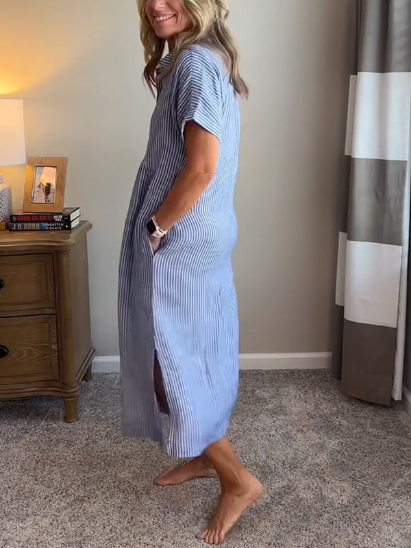 Ava | Chic Striped Shirt Dress with Collar