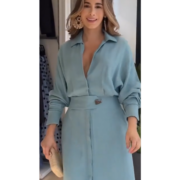 Penelope | Elegant Fluid Shirt Dress