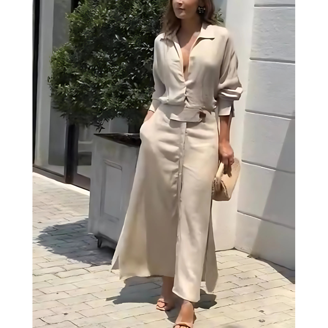 Penelope | Elegant Fluid Shirt Dress