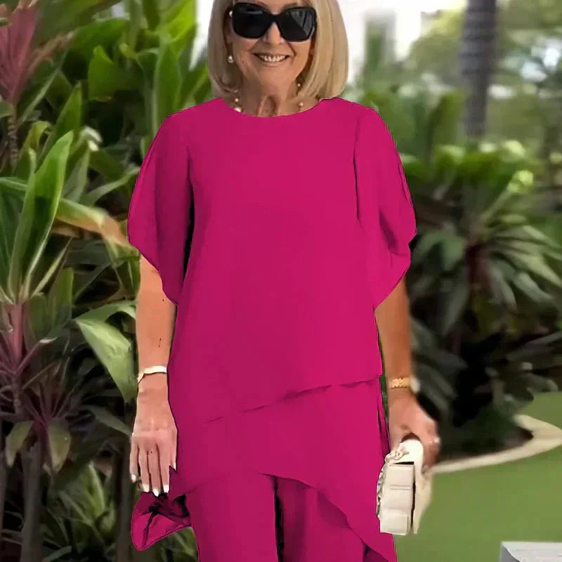 Herlene | Chic Asymmetrical Top and Pants Set