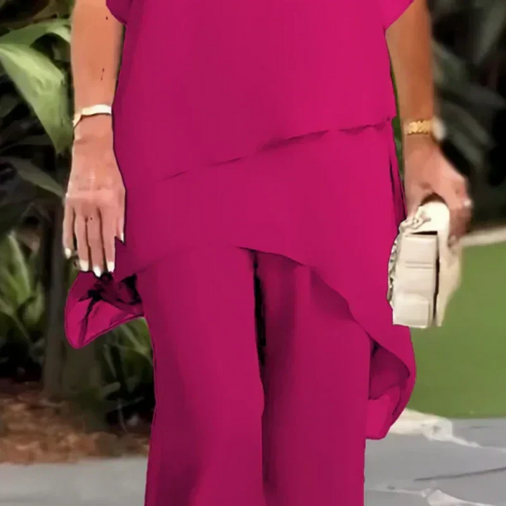 Herlene | Chic Asymmetrical Top and Pants Set
